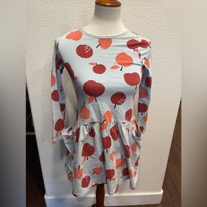 Girls Long Sleeve Apple Dress.